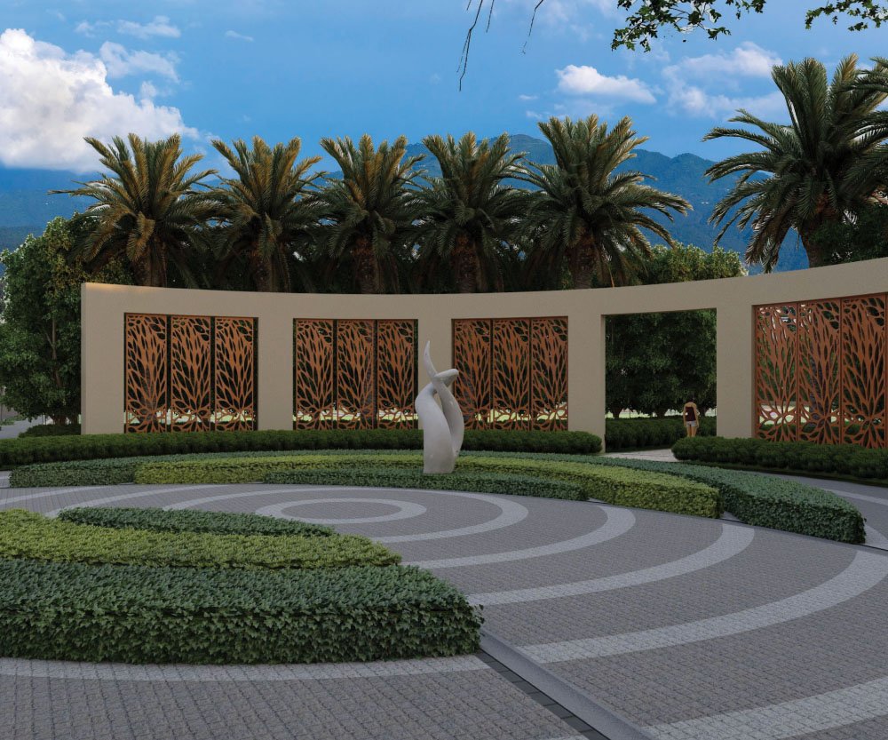 Trident Hills entrance plaza